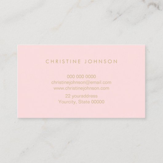 Faux gouden folie lotusbloem op blush roze visitekaartje (Achterkant)