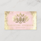 Faux gouden folie lotusbloem op blush roze visitekaartje (Voorkant)