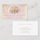 Faux gouden folie lotusbloem op roze gradiënt visitekaartje (Voorkant / Achterkant)
