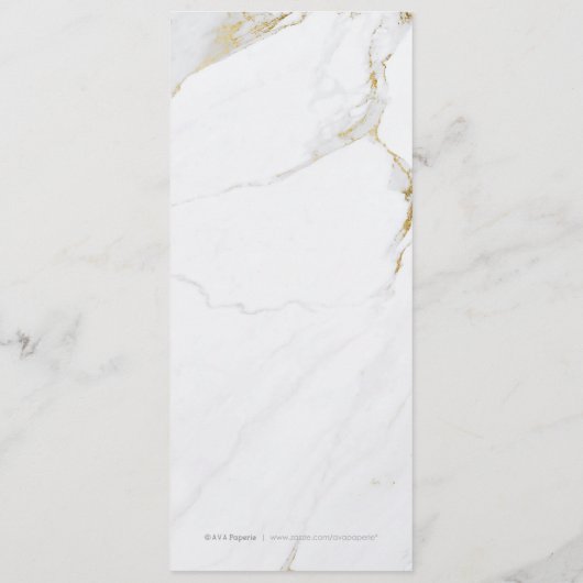 Faux gouden folie marmer luxe modern huwelijksmenu menu (Achterkant)