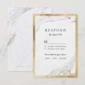 Faux gouden folie marmer luxe moderne bruiloft RSV RSVP Kaartje (Voorkant / Achterkant)