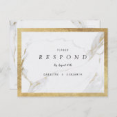 Faux gouden folie marmer luxe moderne bruiloft RSV Uitnodiging Briefkaart (Voorkant / Achterkant)
