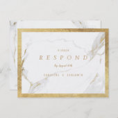 Faux gouden folie marmer luxe moderne bruiloft RSV Uitnodiging Briefkaart (Voorkant / Achterkant)