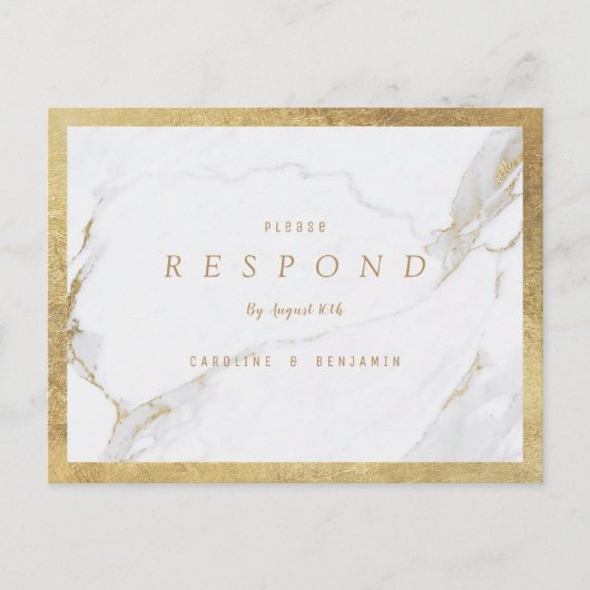Faux gouden folie marmer luxe moderne bruiloft RSV Uitnodiging Briefkaart (Voorkant)