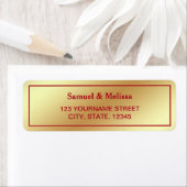 Faux gouden folie Maroon rode bruiloft Etiket (Insitu)