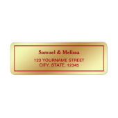 Faux gouden folie Maroon rode bruiloft Etiket (Voorkant)