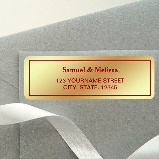 Faux gouden folie Maroon rode bruiloft Etiket