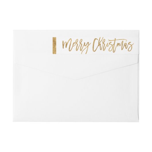 Faux gouden folie Merry Christmas retour adres (Achterkant)