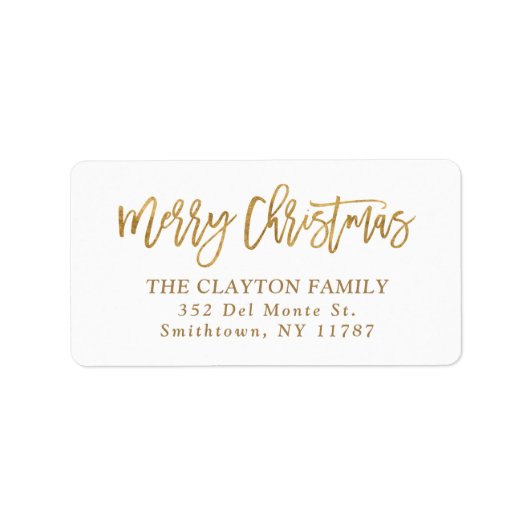 Faux gouden folie Merry Christmas retour adres Etiket (Voorkant)