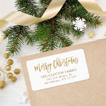 Faux gouden folie Merry Christmas retour adres Etiket<br><div class="desc">Aangepaste afgedrukte retouradreslabels om te coördineren met ons Merriest vakantie collectie. Dit elegante ontwerp is voorzien van handgeschreven script Merry Christmas typografie in faux gold folie. Personaliseer het met jouw namen en retouradres of andere aangepaste tekst. Gebruik de ontwerptools om een achtergrondkleur te kiezen, de tekstlettertypen en -kleuren te wijzigen...</div>