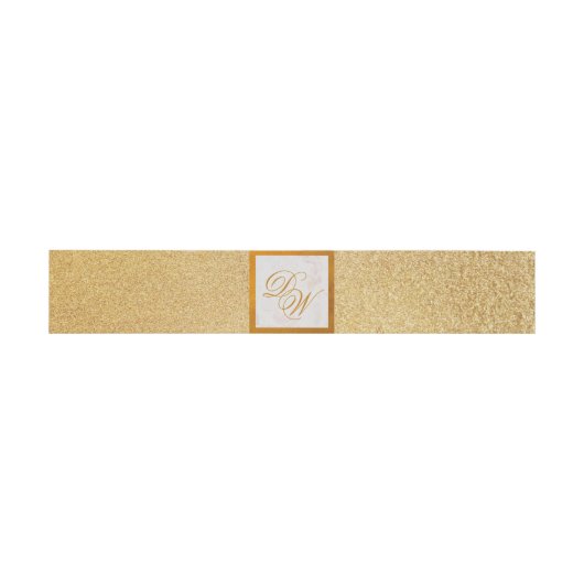 Faux Gouden Folie Monogram Marmeren Glitter Elegan Uitnodigingen Wikkel (Vlak)