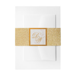 Faux Gouden Folie Monogram Marmeren Glitter Elegan Uitnodigingen Wikkel