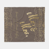 Faux gouden folie "Mr & Mrs" Monogram bruiloft Fleece Deken (Voorkant (Horizontaal))