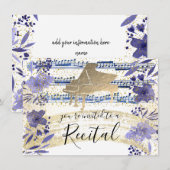 FAUX gouden folie op indigo blauw waterverf Kaart (Voorkant / Achterkant)