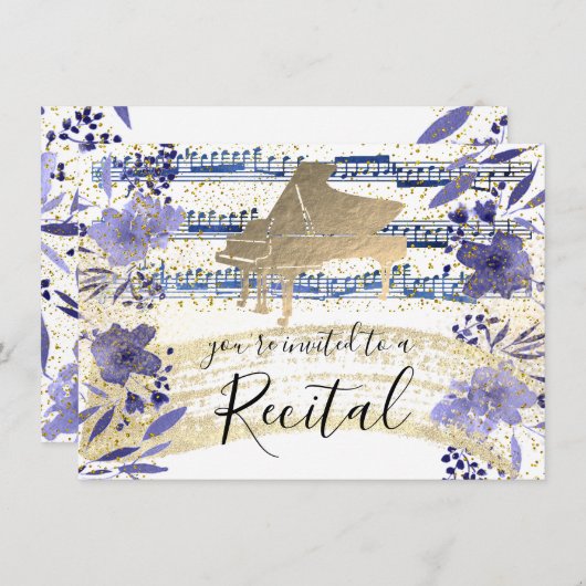 FAUX gouden folie op indigo blauw waterverf Kaart (Voorkant / Achterkant)