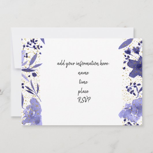 FAUX gouden folie op indigo blauw waterverf Kaart (Achterkant)