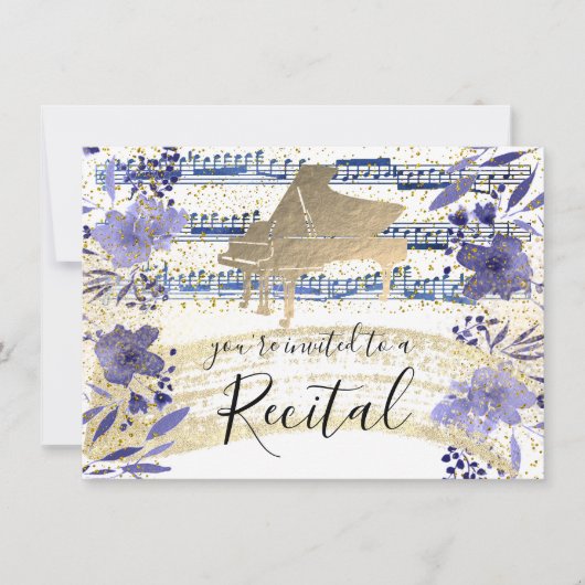 FAUX gouden folie op indigo blauw waterverf Kaart (Voorkant)