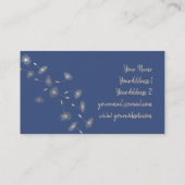 Faux gouden folie paardenbloemen op blauwe achterg visitekaartje (Achterkant)