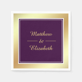 Faux gouden folie Paarse bruiloft papier Servet