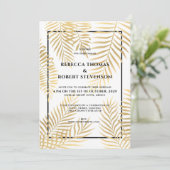 Faux gouden folie palm bladeren tropische strand b kaart (Staand voorkant)