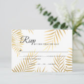 Faux gouden folie palm bladeren tropische strand b RSVP kaartje (Staand voorkant)