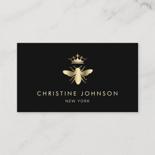 Faux gouden folie Queen bee logo Visitekaartje (Voorkant)
