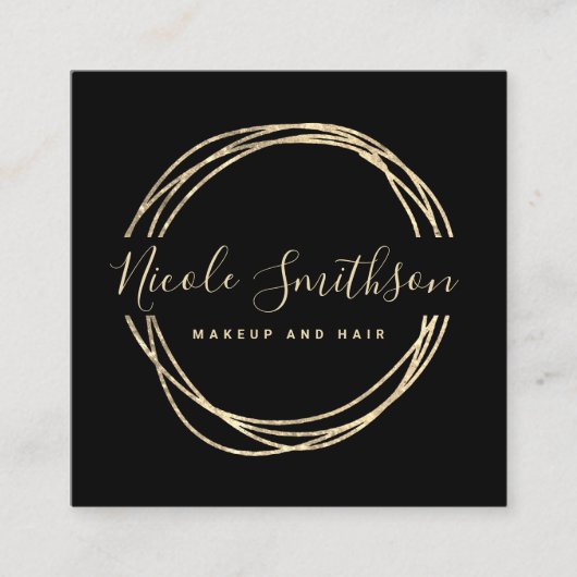 FAUX gouden folie rond lijst Vierkante Visitekaartje (Voorkant)