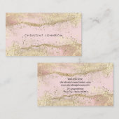 Faux gouden folie roze agaat achtergrond visitekaartje (Voorkant / Achterkant)