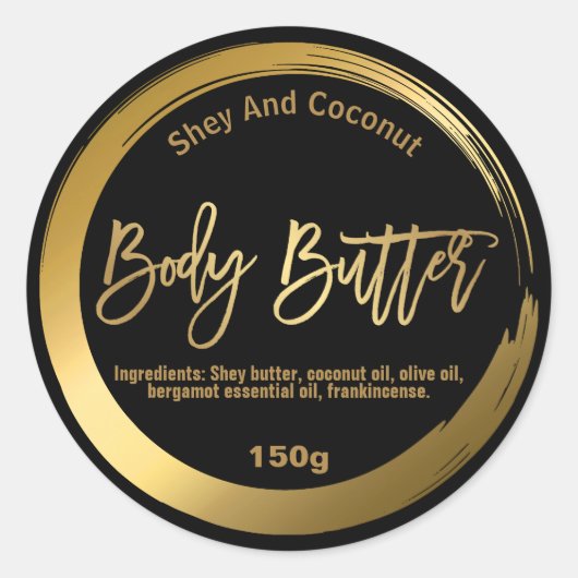 FAUX Gouden Folie Shea Body Butter Cirkel Labels (Voorkant)