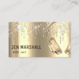 Faux gouden folie stippen regen muziek koptelefoon visitekaartje