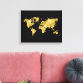 Faux gouden folie wereldkaart luxe cadeau canvas afdruk (Insitu (Woonkamer))