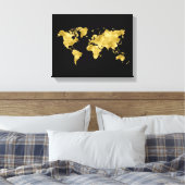 Faux gouden folie wereldkaart luxe cadeau canvas afdruk (Insitu (Slaapkamer))