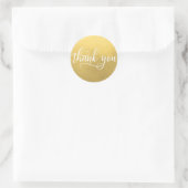 Faux GOUDEN FOLIE Wit Script Kalligrafie Dank u Ronde Sticker (Tas)