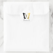 Faux gouden folie & zwarte vlinder ronde sticker (Tas)
