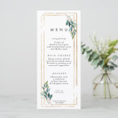 faux gouden geometrische griekse trouwmenkkaarten menu (Staand voorkant)