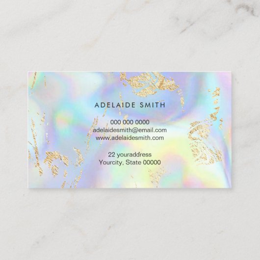 ·FAUX gouden glitter details op FAUX holographic Visitekaartje (Achterkant)