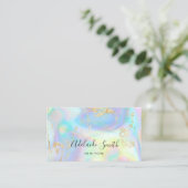 ·FAUX gouden glitter details op FAUX holographic Visitekaartje (Staand voorkant)