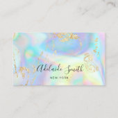 ·FAUX gouden glitter details op FAUX holographic Visitekaartje (Voorkant)
