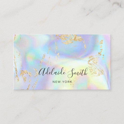 ·FAUX gouden glitter details op FAUX holographic Visitekaartje (Voorkant)
