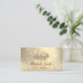 FAUX gouden glitter elegante lotus Visitekaartje (Staand voorkant)
