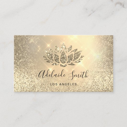 FAUX gouden glitter elegante lotus Visitekaartje (Voorkant)