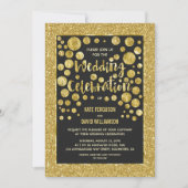 Faux gouden glitter en confetti huwelijksuitnodigi kaart (Voorkant)