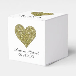 Faux gouden glitter hart van de liefde / bruiloft  bedankdoosjes