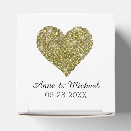 Faux gouden glitter hart van de liefde / bruiloft  bedankdoosjes (Bovenkant)