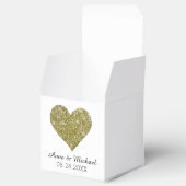 Faux gouden glitter hart van de liefde / bruiloft  bedankdoosjes (Geopend)