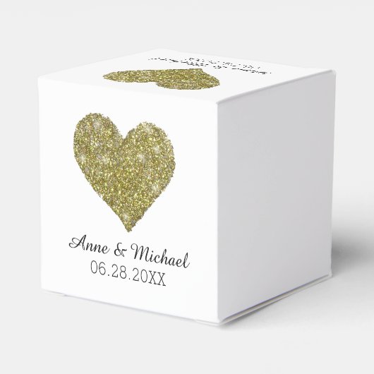Faux gouden glitter hart van de liefde / bruiloft  bedankdoosjes (Achterkant)