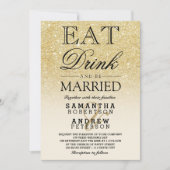 Faux gouden glitter ivoor ombre eten drink bruilof kaart (Voorkant)