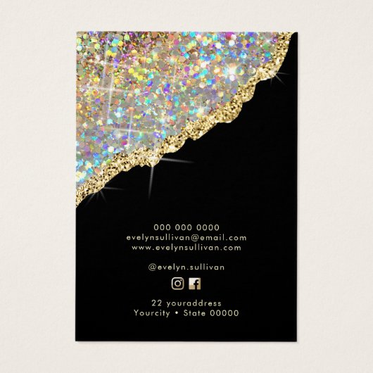 Faux gouden glitter ketting display kaart (Achterkant)