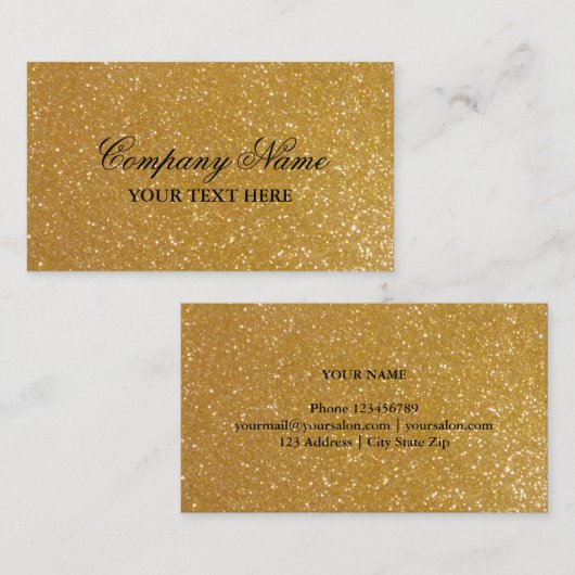 Faux gouden glitter luxe visitekaartsjabloon visitekaartje (Voorkant / Achterkant)
