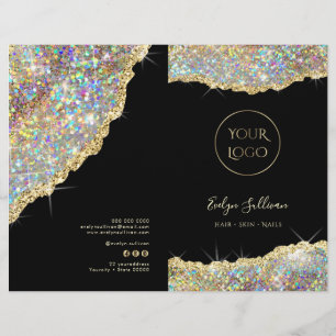 Faux gouden glitter sequin service menu brochure